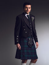 Prince Charlie Jacket & Black Watch Kilt Hire Package for men. Ideal for weddings, proms, or Highlandwear events.