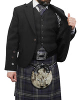 Charcoal Tweed Jacket & Highland Storm Kilt Hire Package for men. Ideal for weddings, proms, or Highlandwear events.