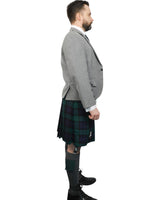 Light Grey Tweed Jacket & Black Watch Kilt Hire Package for men. Ideal for weddings, proms, or Highlandwear events.