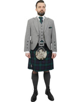 Light Grey Tweed Jacket & Black Watch Kilt Hire Package for men. Ideal for weddings, proms, or Highlandwear events.