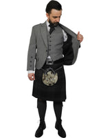Light Grey Tweed Jacket & Grey Spirit Kilt Hire Package for men. Ideal for weddings, proms, or Highlandwear events.