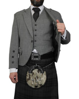 Light Grey Tweed Jacket & Grey Spirit Kilt Hire Package for men. Ideal for weddings, proms, or Highlandwear events.