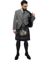 Light Grey Tweed Jacket & Highland Storm Kilt Hire Package for men. Ideal for weddings, proms, or Highlandwear events.