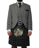 Light Grey Tweed Jacket & Scottish Spirit Kilt Hire Package for men. Ideal for weddings, proms, or Highlandwear events.