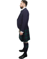 Navy Tweed Jacket & Black Watch Kilt Hire Package for men. Ideal for weddings, proms, or Highlandwear events.