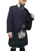 Navy Tweed Jacket & Black Watch Kilt Hire Package for men. Ideal for weddings, proms, or Highlandwear events.