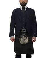 Navy Tweed Jacket & Grey Spirit Kilt Hire Package for men. Ideal for weddings, proms, or Highlandwear events.