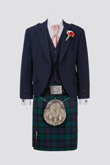 Navy Tweed Jacket & Black Watch Kilt Hire Package for men. Ideal for weddings, proms, or Highlandwear events.