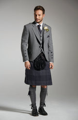Light Grey Tweed Jacket & Grey Spirit Kilt Hire Package for men. Ideal for weddings, proms, or Highlandwear events.