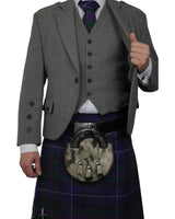 Light Grey Tweed Jacket & Spirit of Bannockburn Kilt Hire Package for men. Ideal for weddings, proms, or Highlandwear events.
