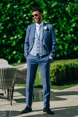 Italian Blue Slim Fit Suit Hire Package for men, ideal for weddings, proms, or formal hire.