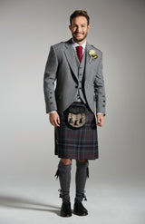 Light Grey Tweed Jacket & Scottish Spirit Kilt Hire Package for men. Ideal for weddings, proms, or Highlandwear events.