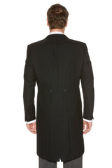 Black Tailcoat & Grey Stripe Trousers Suit for men. Ideal for weddings, proms, or Formalwear Hire.