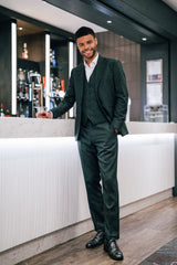 Dark Green Cavani Slim Fit Suit for men, ideal for weddings, proms, or formal hire.