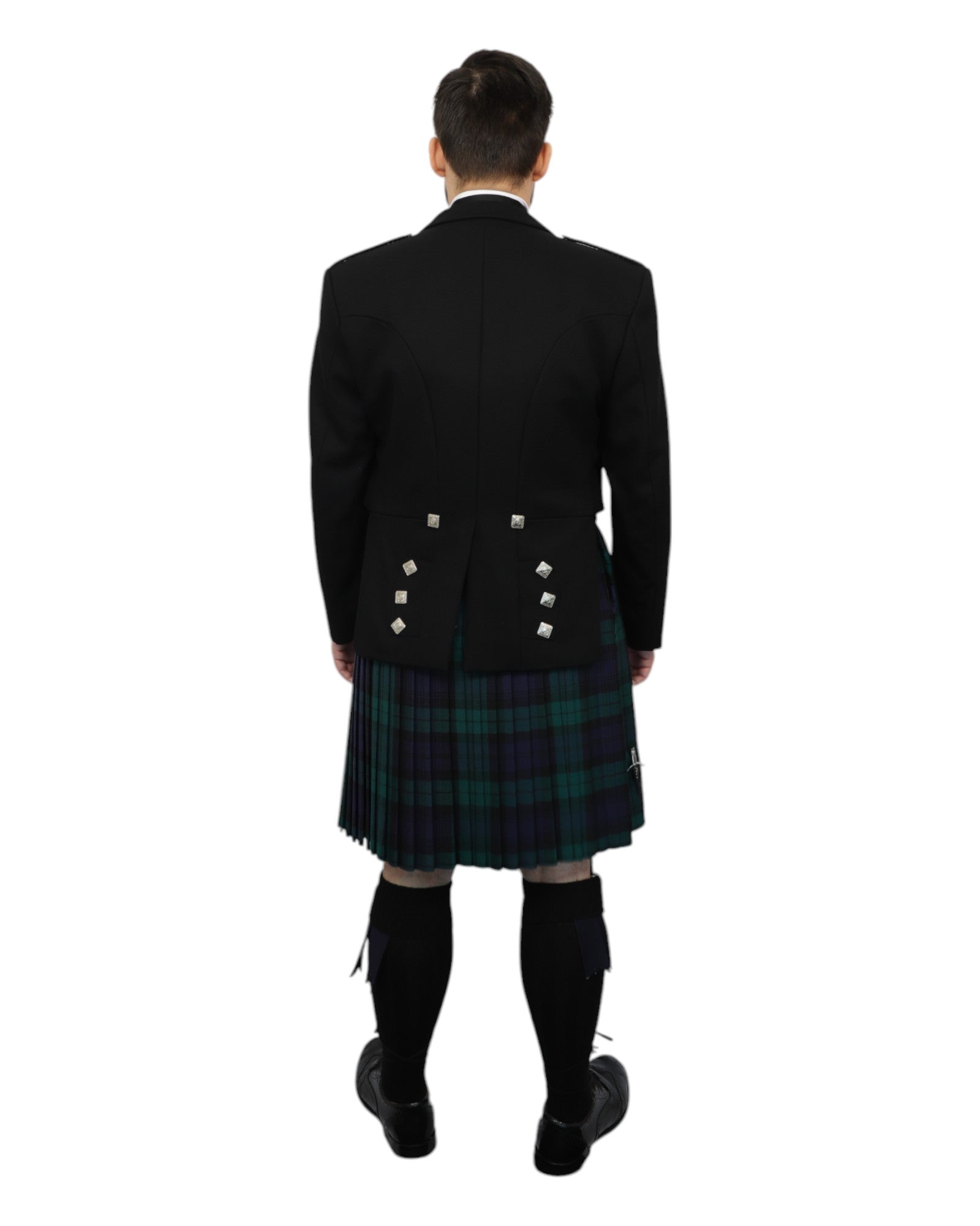 Prince Charlie Jacket & Black Watch Kilt Hire Package for men. Ideal for weddings, proms, or Highlandwear events. 