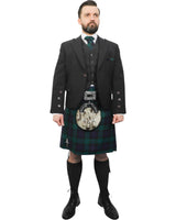 Charcoal Tweed Jacket & Black Watch Kilt Hire Package for men. Ideal for weddings, proms, or Highlandwear events. 
