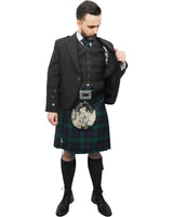 Charcoal Tweed Jacket & Black Watch Kilt Hire Package for men. Ideal for weddings, proms, or Highlandwear events. 