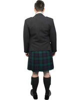 Charcoal Tweed Jacket & Black Watch Kilt Hire Package for men. Ideal for weddings, proms, or Highlandwear events. 