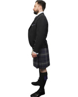 Charcoal Tweed Jacket & Highland Storm Kilt Hire Package for men. Ideal for weddings, proms, or Highlandwear events. 