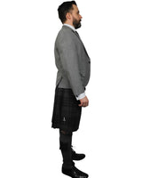 Light Grey Tweed Jacket & Grey Spirit Kilt Hire Package for men. Ideal for weddings, proms, or Highlandwear events. 