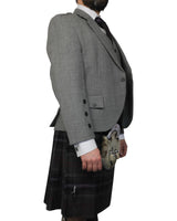 Light Grey Tweed Jacket & Scottish Spirit Kilt Hire Package for men. Ideal for weddings, proms, or Highlandwear events. 