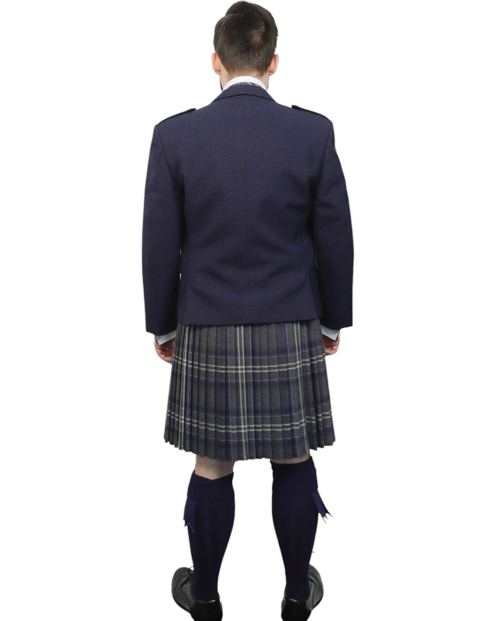 Navy Tweed Jacket & Highland Storm Kilt Hire Package for men. Ideal for weddings, proms, or Highlandwear events.