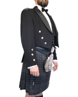 Prince Charlie Jacket & Grey Spirit Kilt Hire Package for men. Ideal for weddings, proms, or Highlandwear events. 