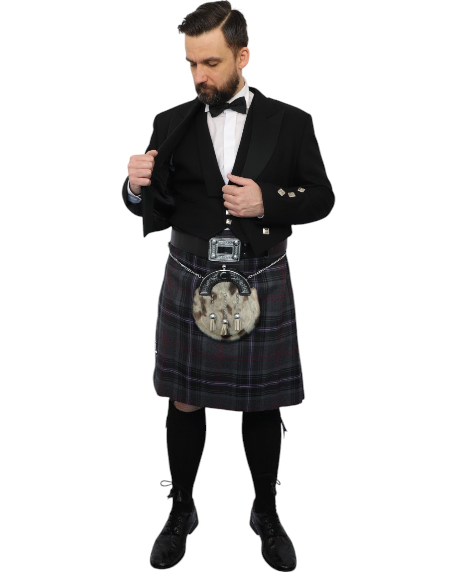 Prince Charlie Jacket & Scottish Spirit Kilt Hire Package for men. Ideal for weddings, proms, or Highlandwear events. 