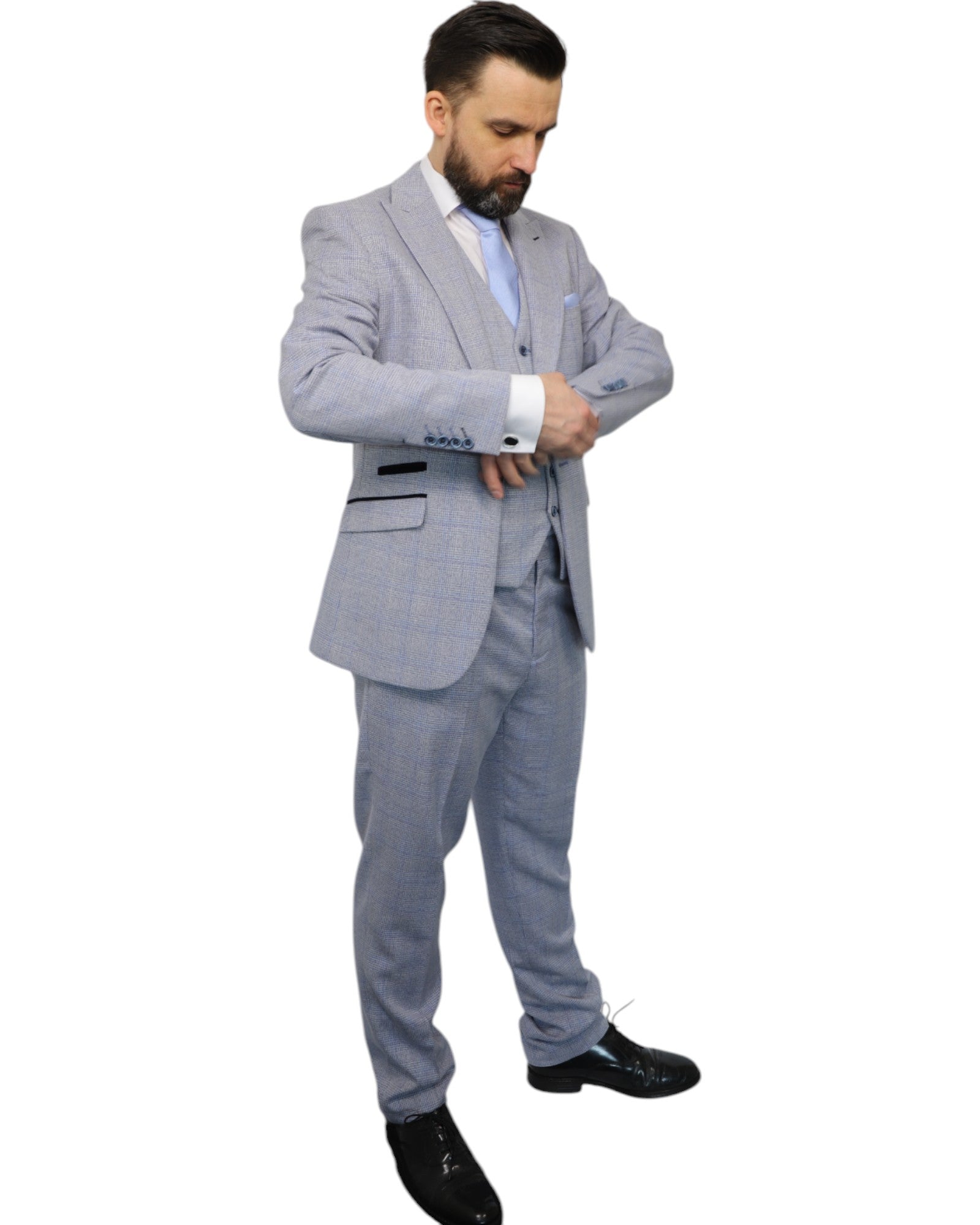 Sky Blue Cavani Suit for men. Ideal for weddings, proms, or Formalwear Hire. 
