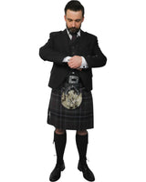 Charcoal Tweed Jacket & Scottish Spirit Kilt Hire Package for men. Ideal for weddings, proms, or Highlandwear events. 