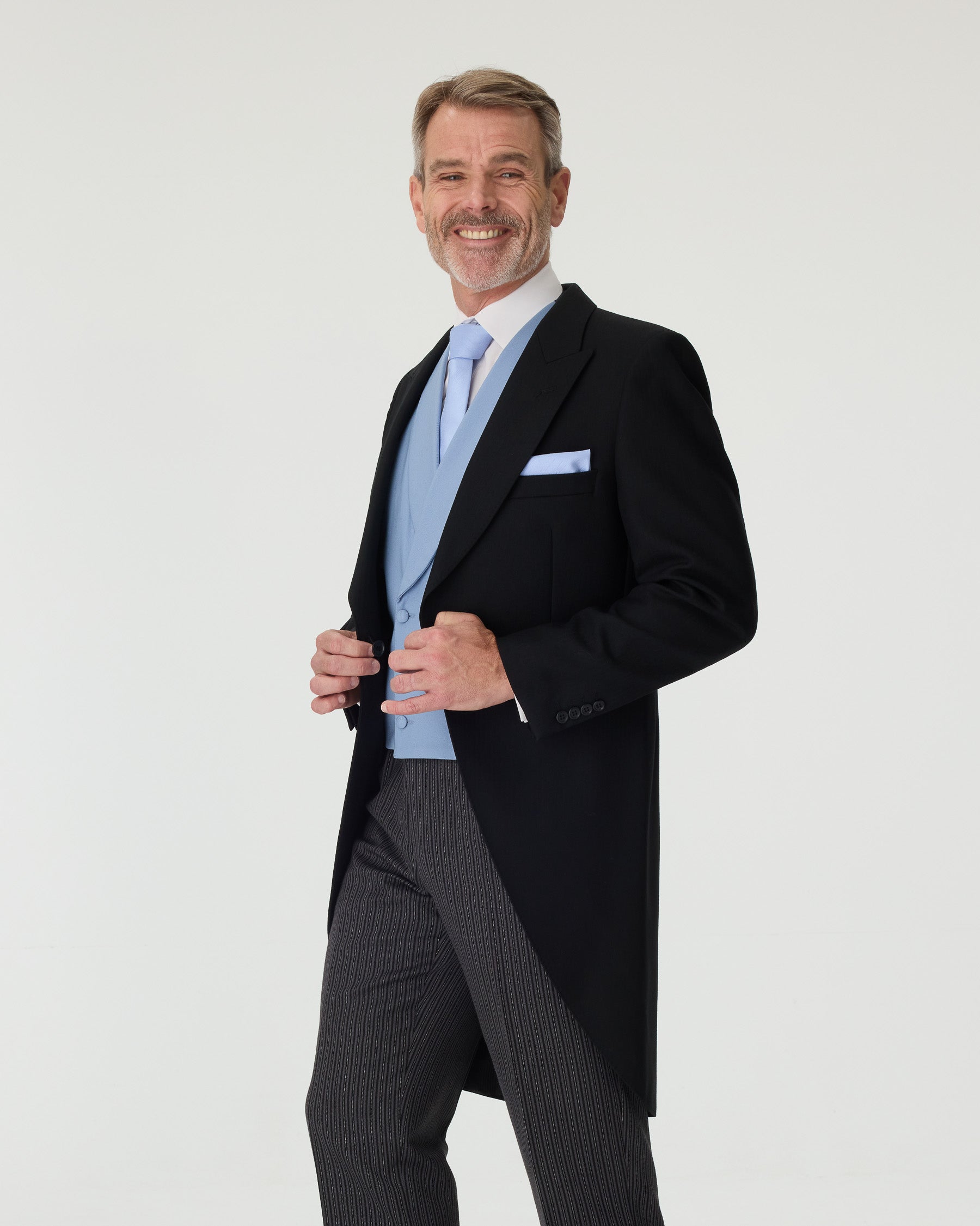 Black Tailcoat & Grey Stripe Trousers Hire Package