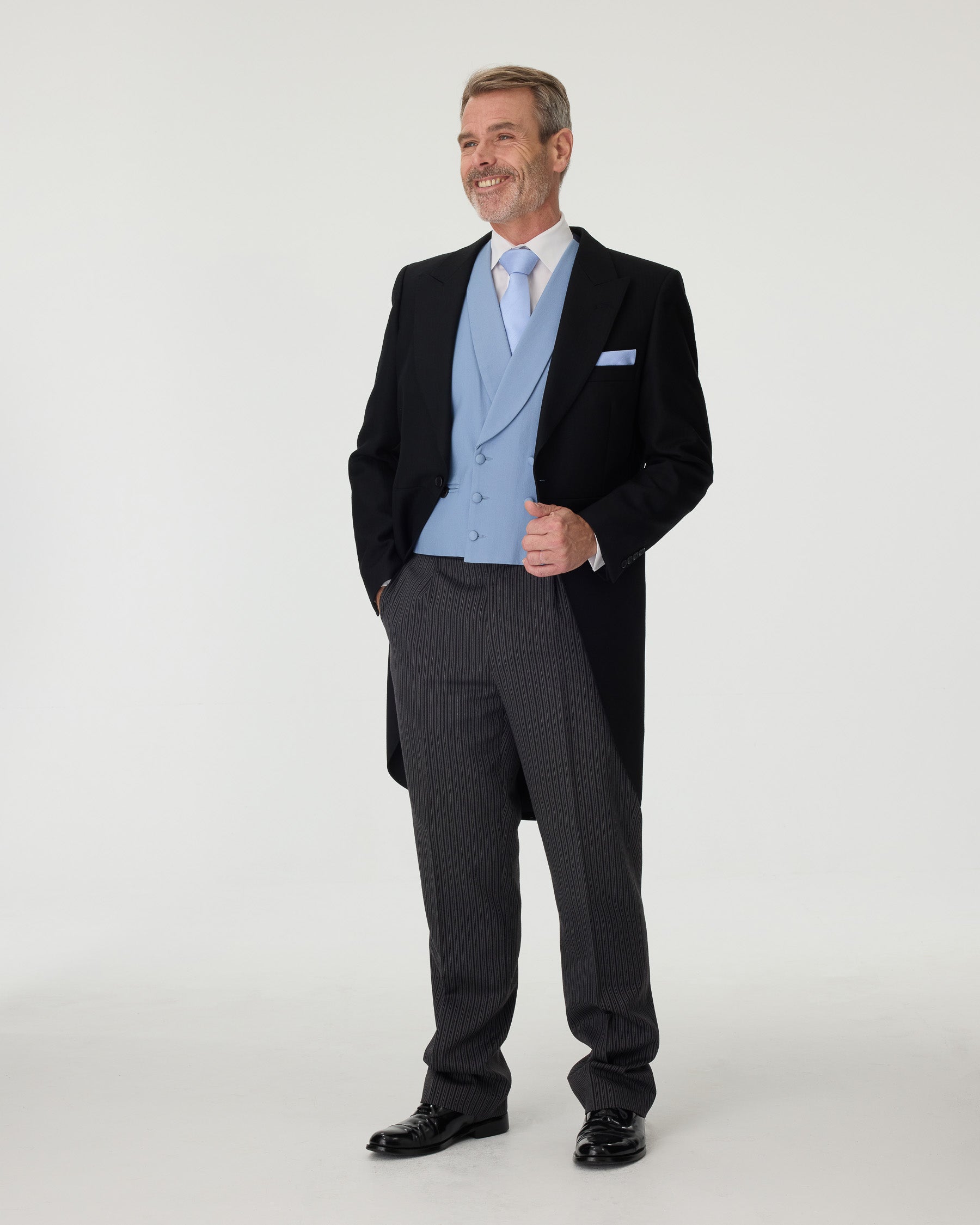 Black Tailcoat & Grey Stripe Trousers Hire Package