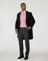 Black Tailcoat, Pink Waistcoat & Grey Stripe Trousers Hire Package with Top Hat