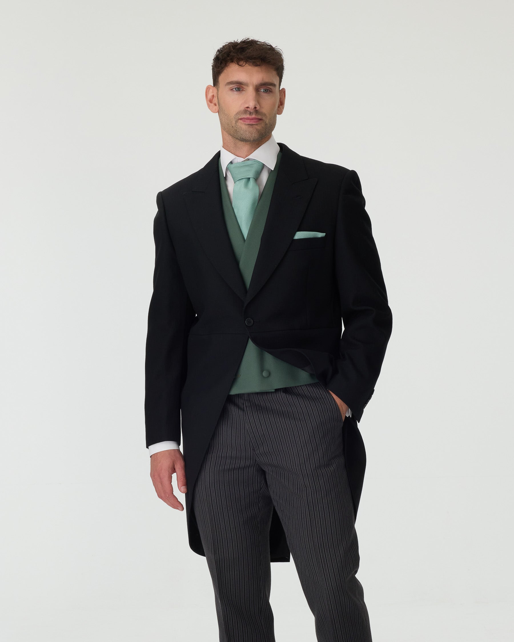 Black Tailcoat & Grey Stripe Trousers