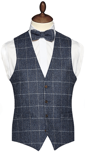 Blue Tweed Check Waistcoat