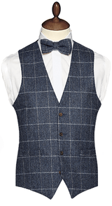 Blue Tweed Check Waistcoat