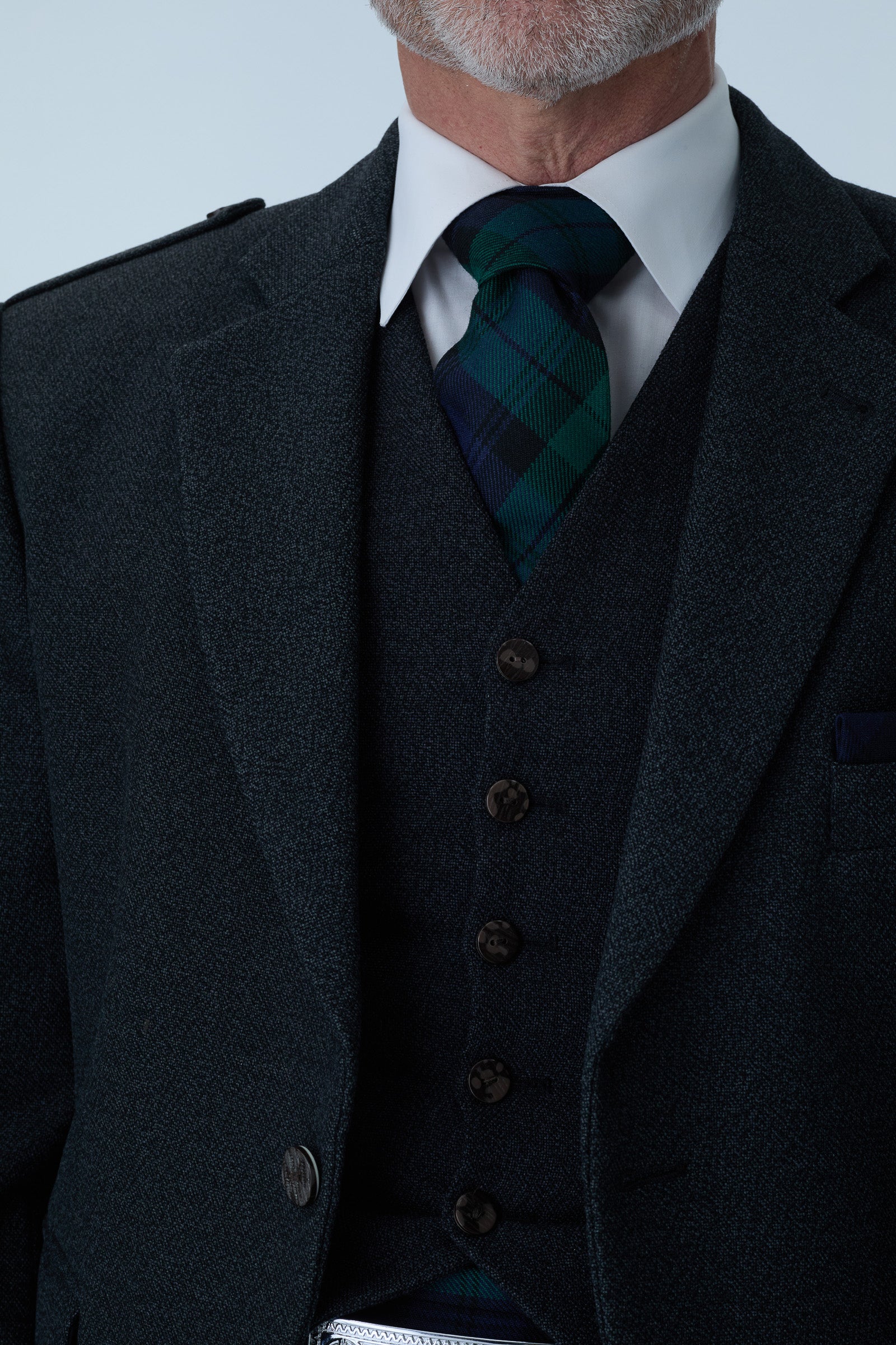 Charcoal Tweed Jacket & Black Watch Kilt Hire Package