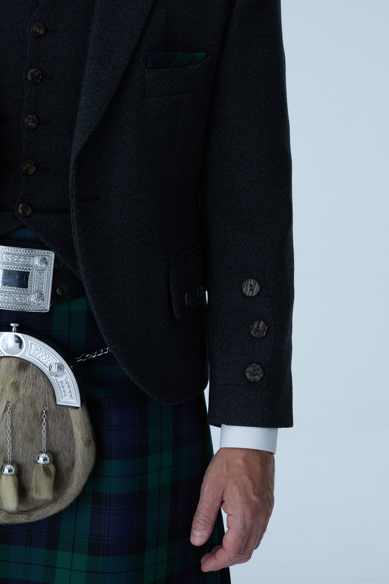 Charcoal Tweed Jacket & Black Watch Kilt Hire Package