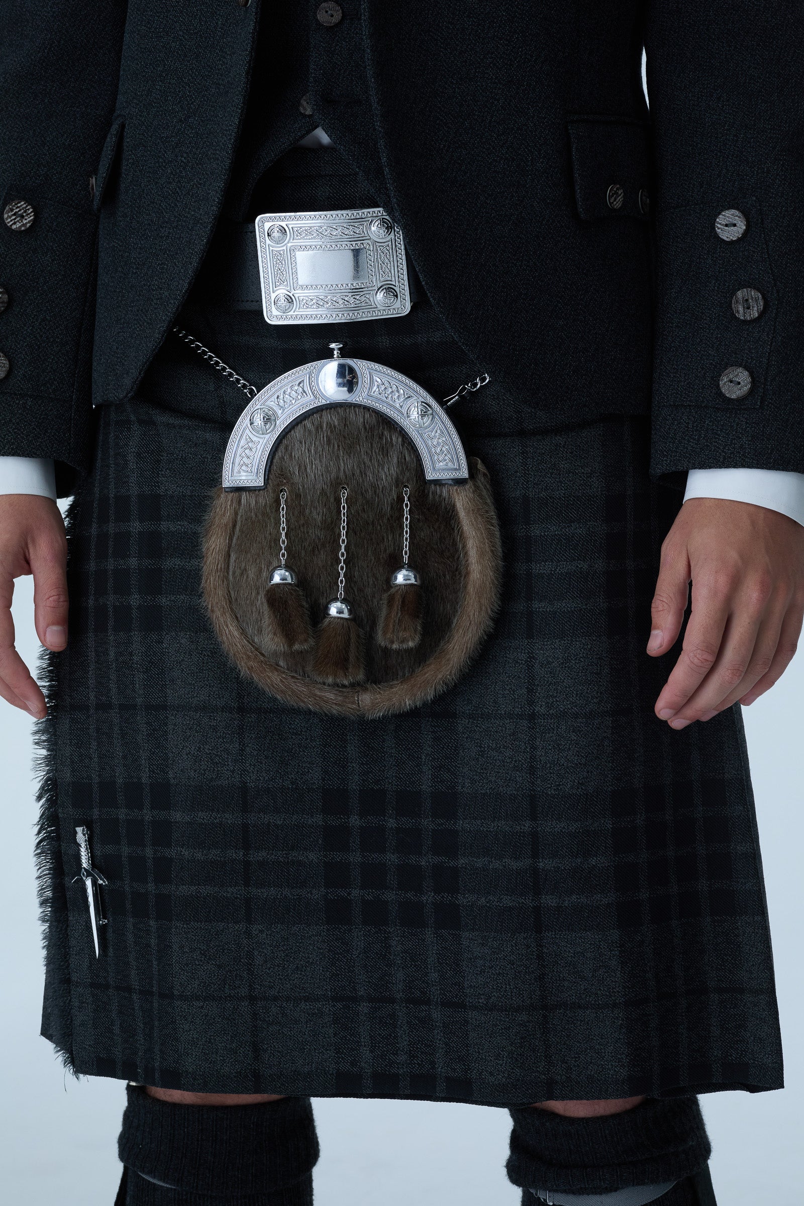 Charcoal Tweed Jacket & Grey Spirit Kilt Hire Package