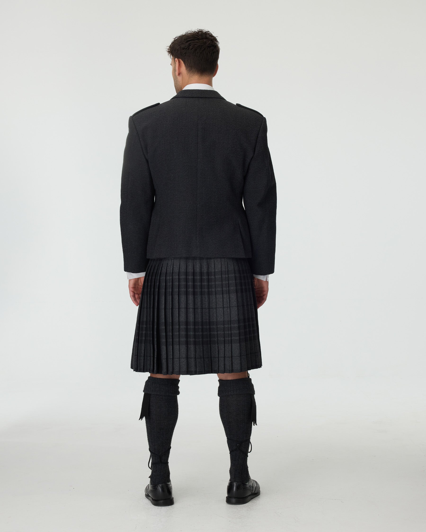 Charcoal Tweed Jacket & Grey Spirit Kilt Hire Package