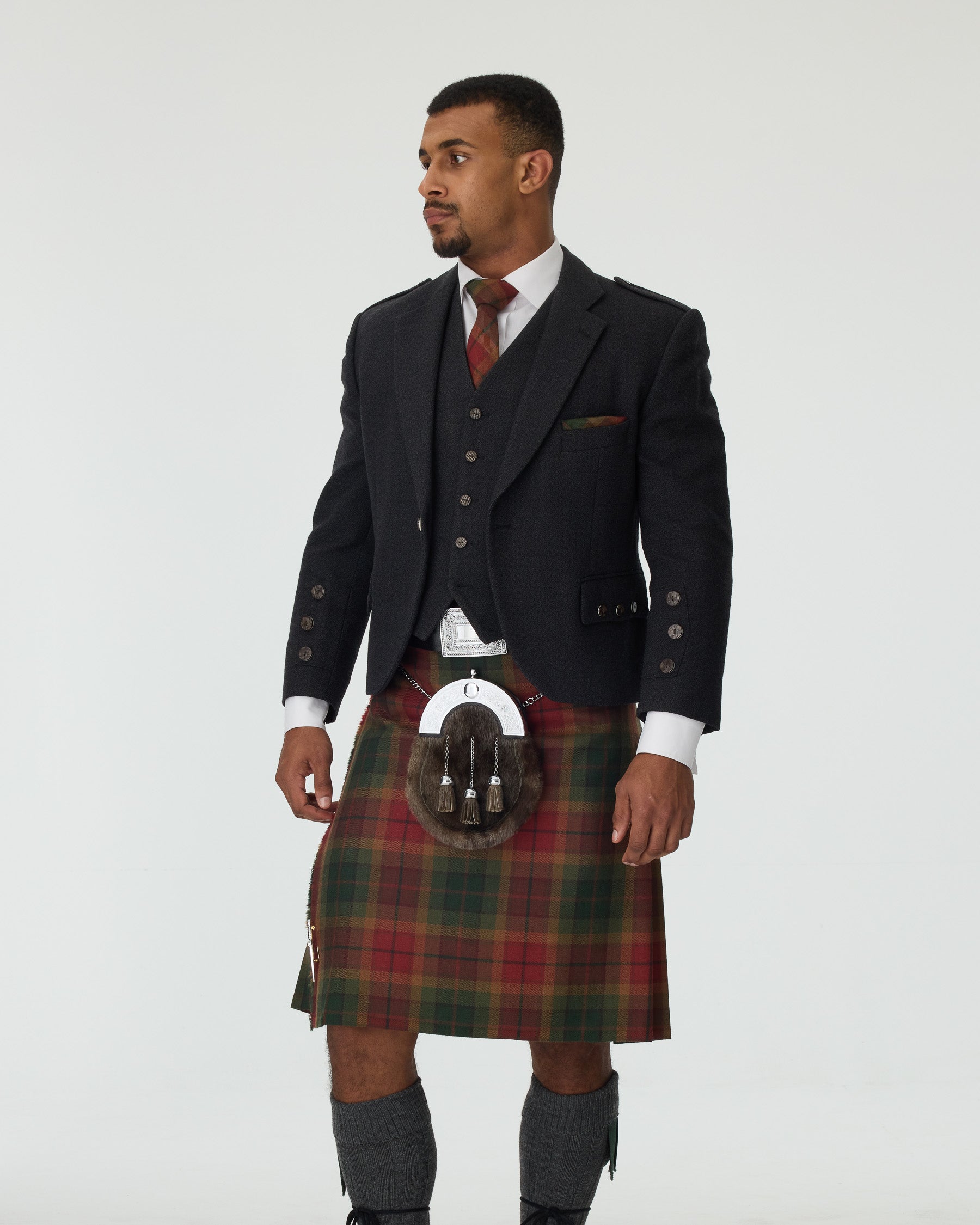 Charcoal Tweed Jacket & Copper Haze Kilt Hire Package