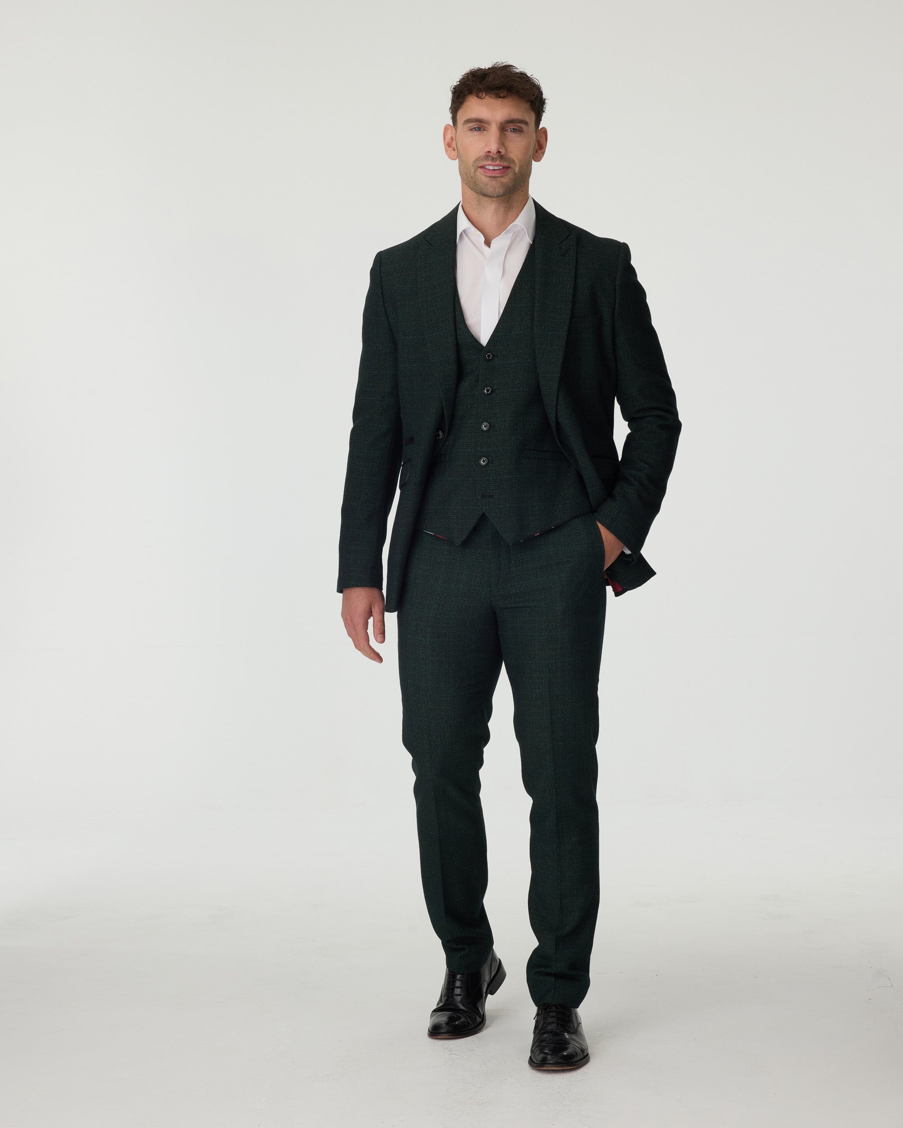 Dark Green Cavani Slim Fit 3-Piece Suit
