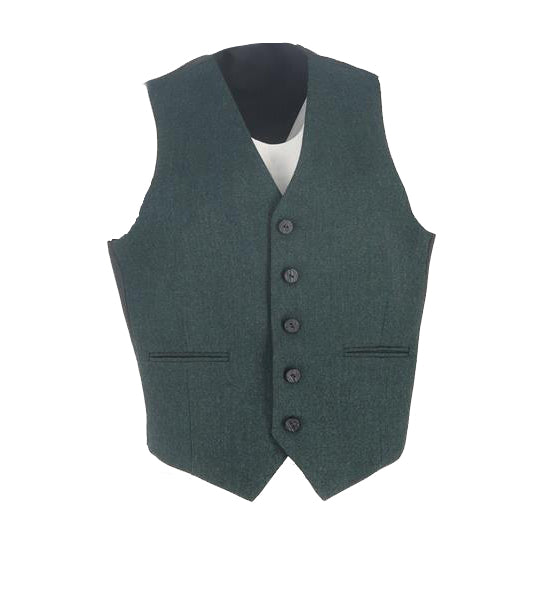 5 Button Green Tweed Waistcoat