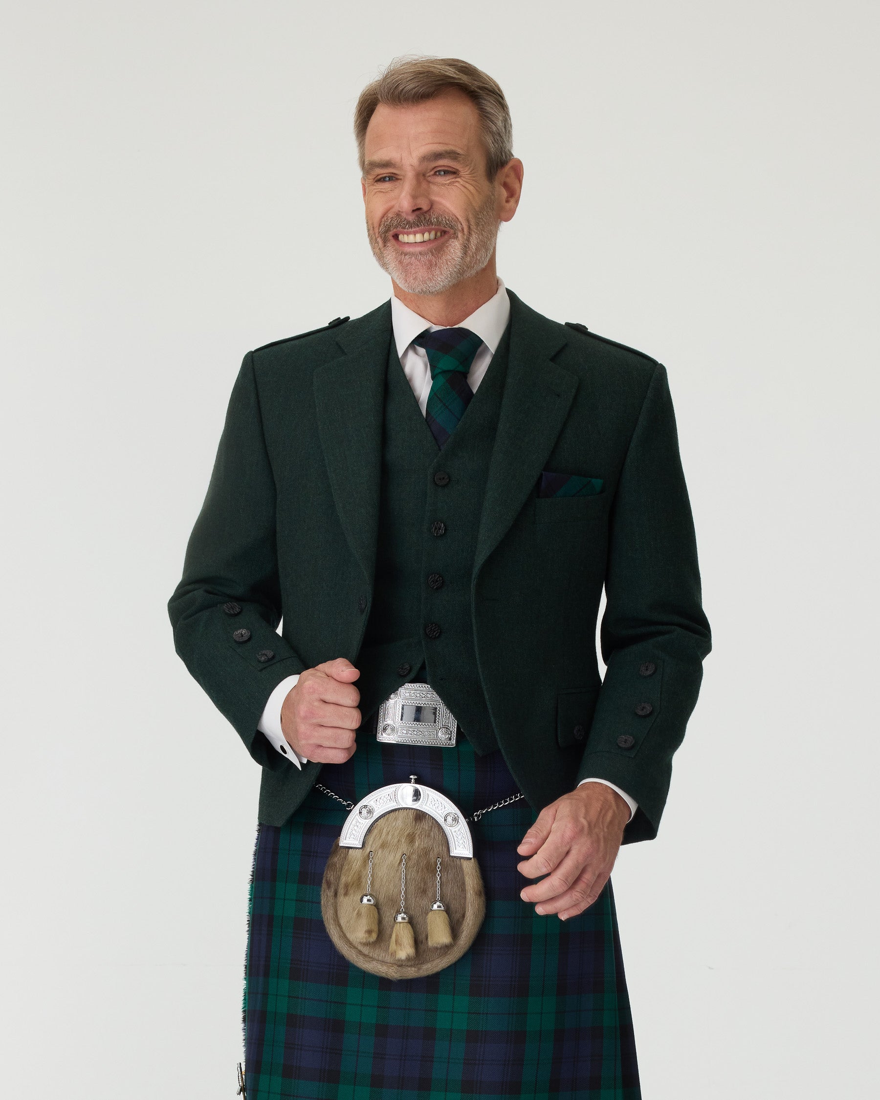 Green Tweed Jacket & Black Watch Kilt Hire Package