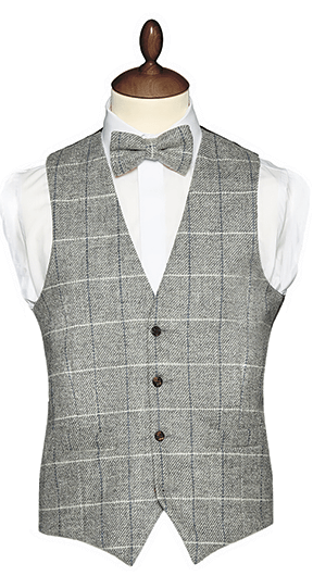 Grey Tweed Check Waistcoat