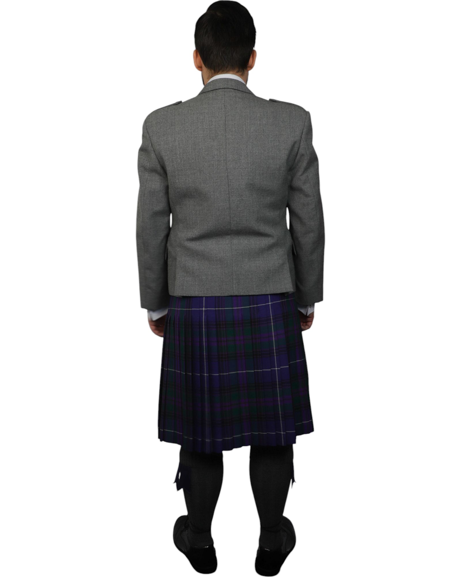 Light Grey Tweed Jacket & Spirit of Bannockburn Kilt Hire Package for men. Ideal for weddings, proms, or Highlandwear events.