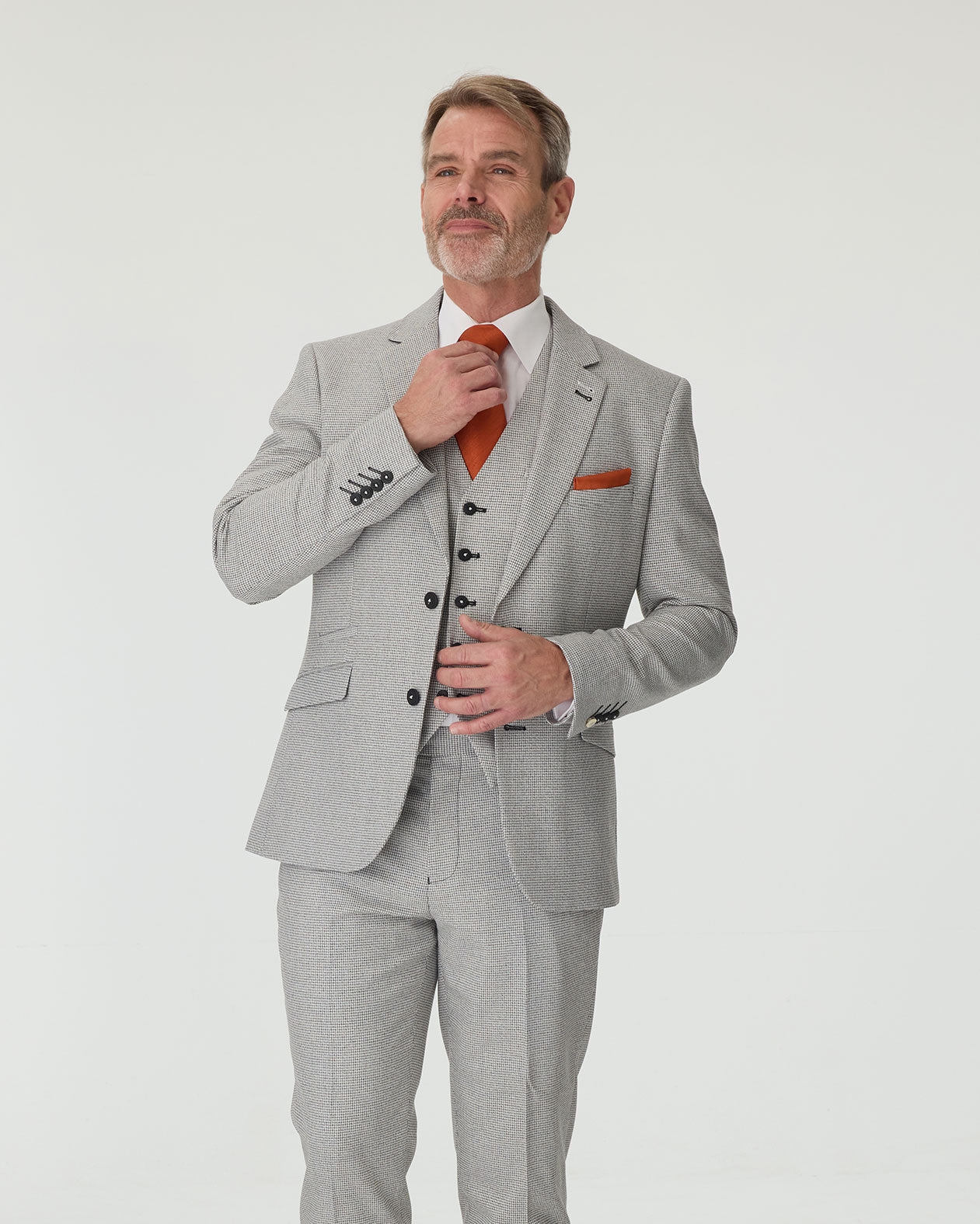 Light Grey Cavani Suit - Model Shot 3/4 Front