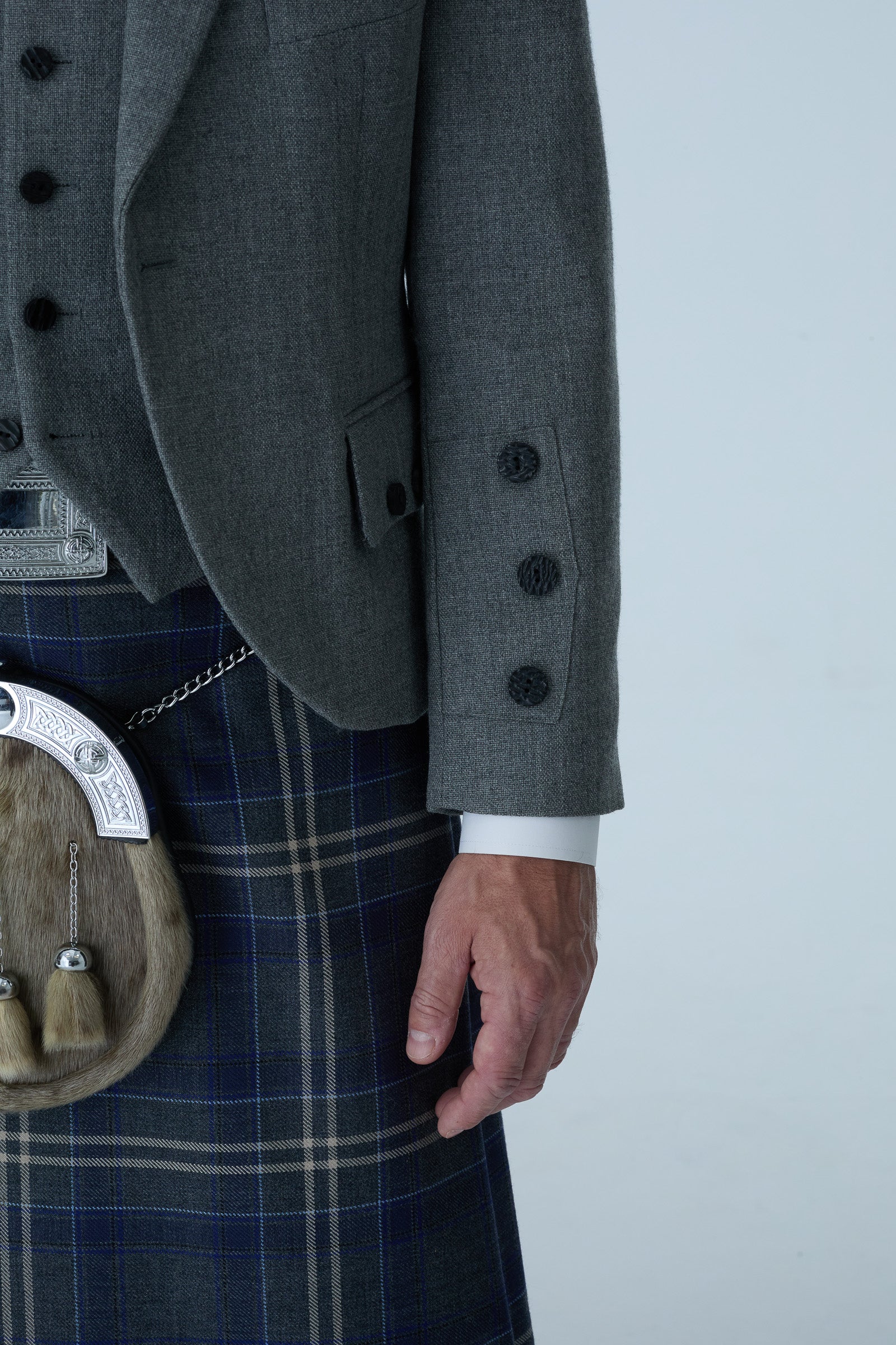 Light Grey Tweed Jacket & Highland Storm Kilt Hire Package