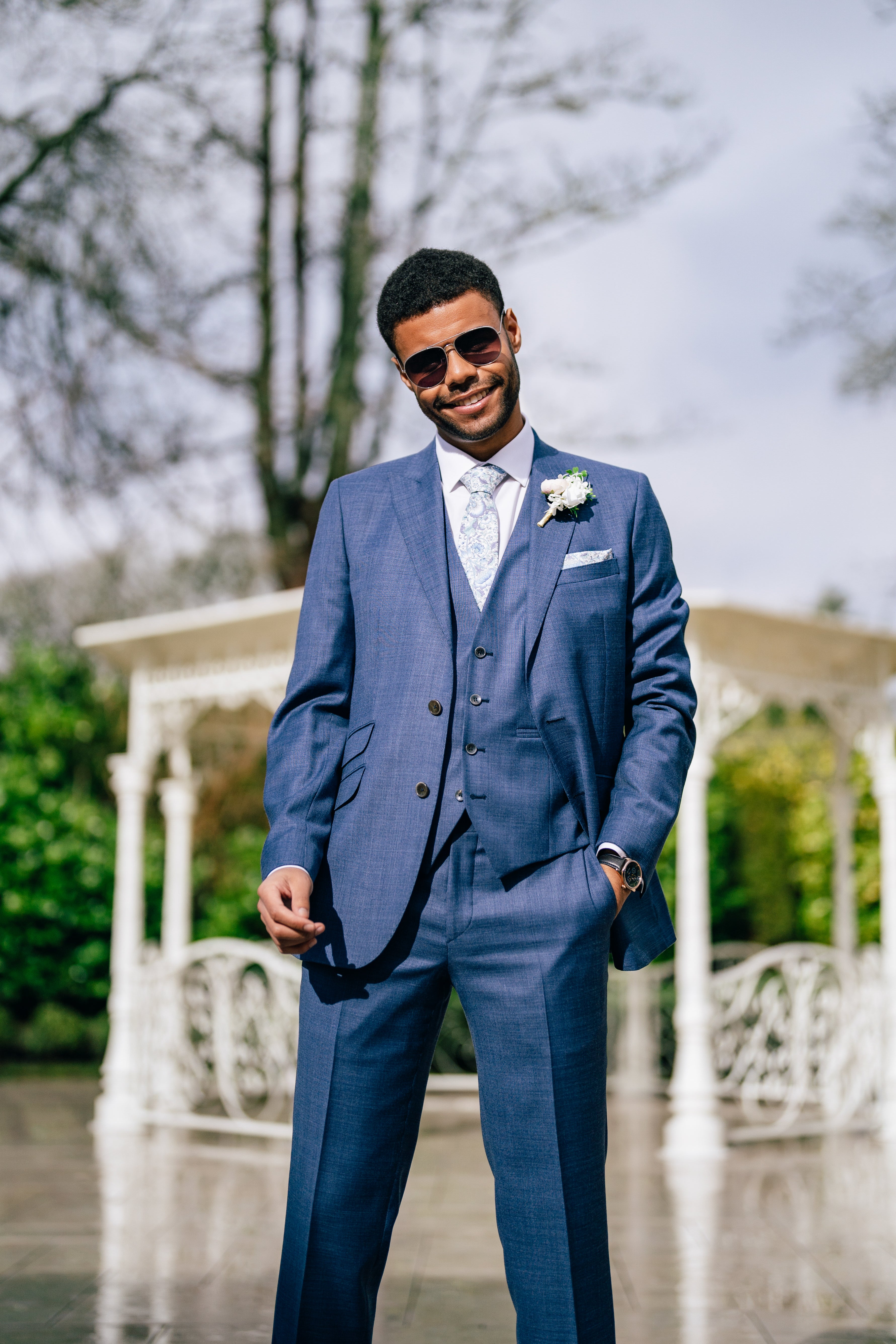 Italian Blue Slim Fit Suit Hire Package for men, ideal for weddings, proms, or formal hire.