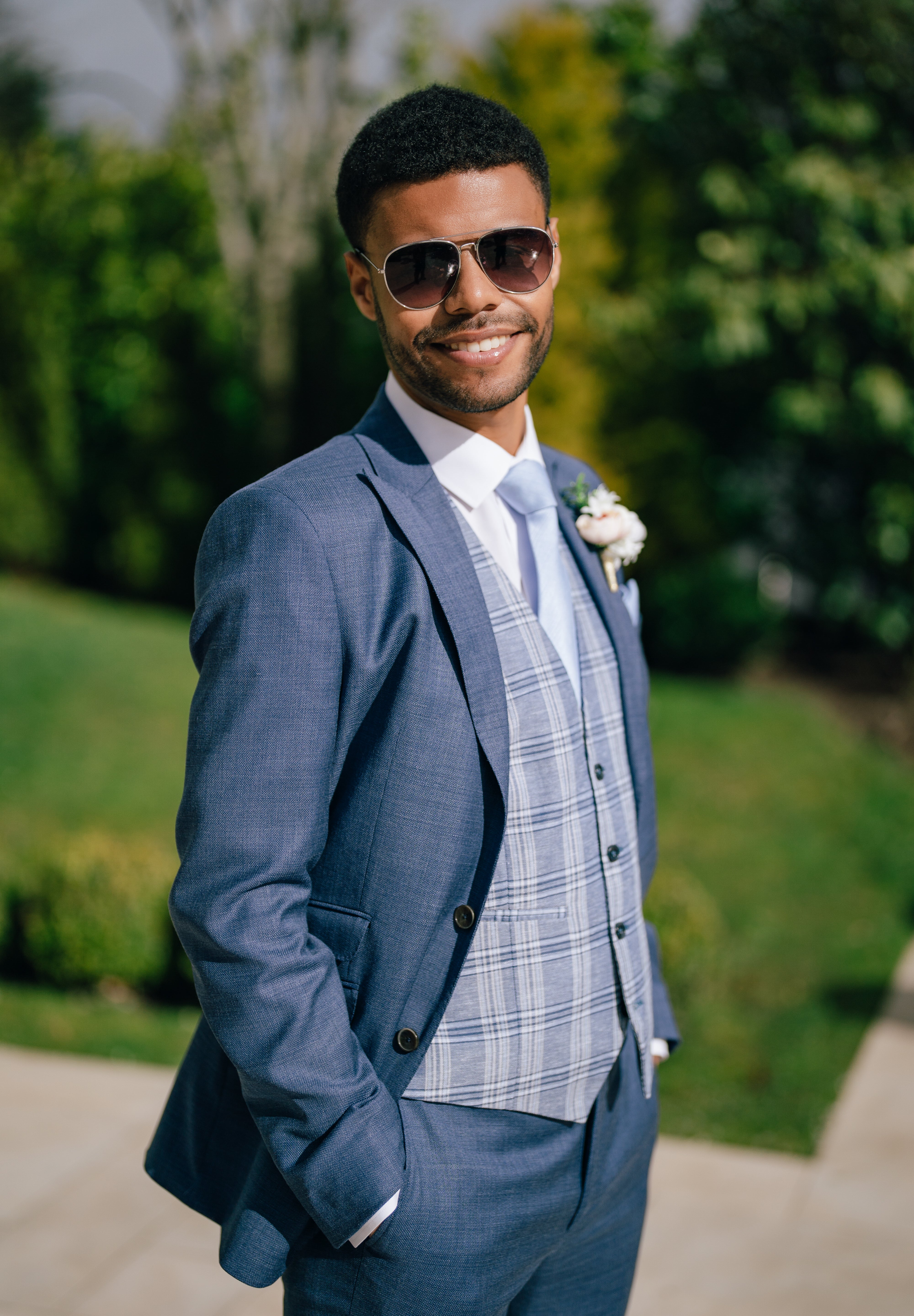 Italian Blue Slim Fit Suit Hire Package for men, ideal for weddings, proms, or formal hire.